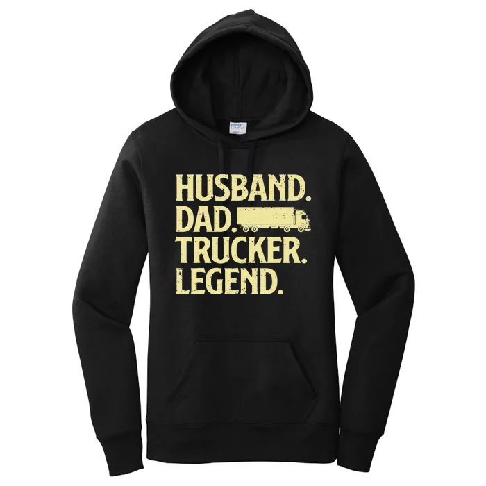 Funny Trucker Art For Truck Driver Husband  Dad Trucking Women's Pullover Hoodie