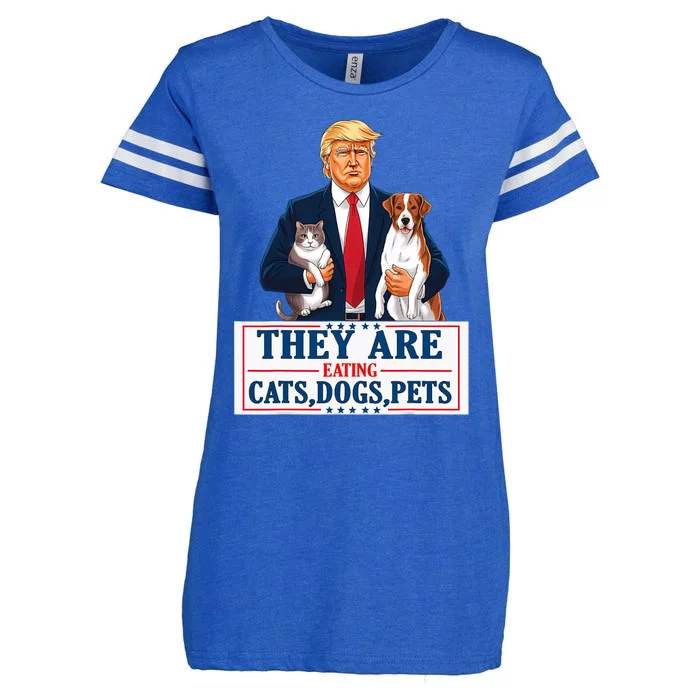 Funny They Are Eating The Dogs The Cats The Pets Trump Enza Ladies Jersey Football T-Shirt