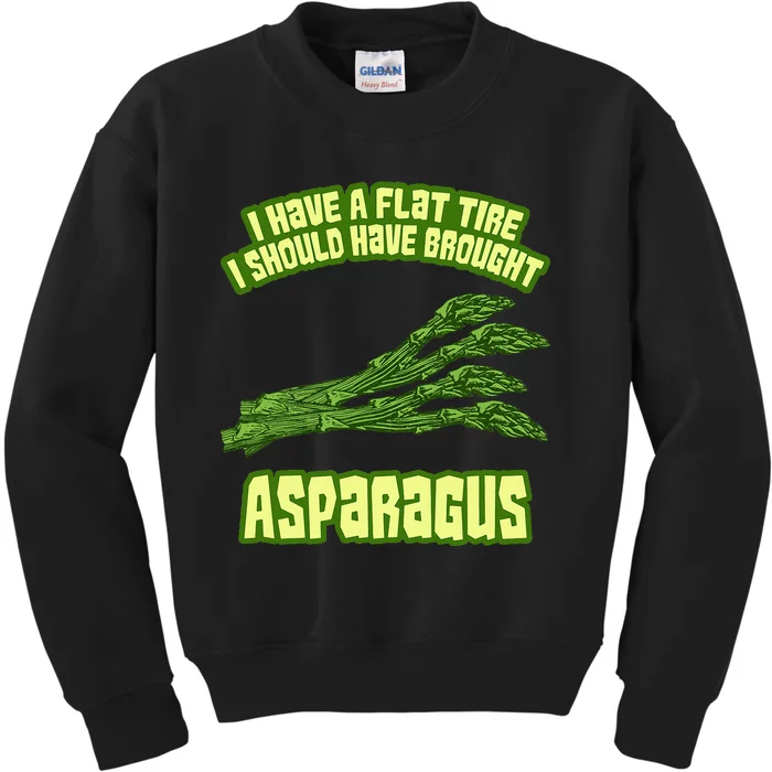 Flat Tire Asparagus Vegan Vegetarian Vegetables Funny Kids Sweatshirt