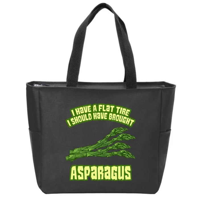 Flat Tire Asparagus Vegan Vegetarian Vegetables Funny Zip Tote Bag