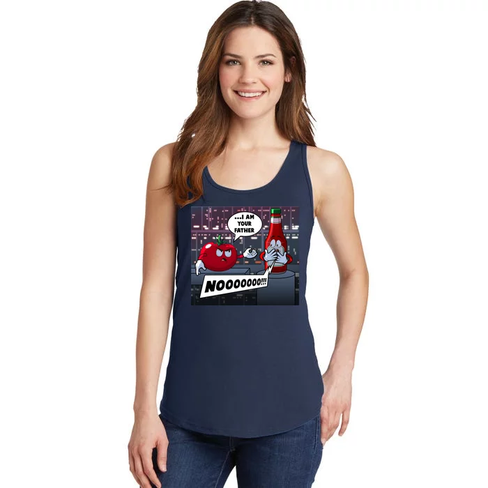 Funny Tomato And Ketchup I Am Your Father Ladies Essential Tank