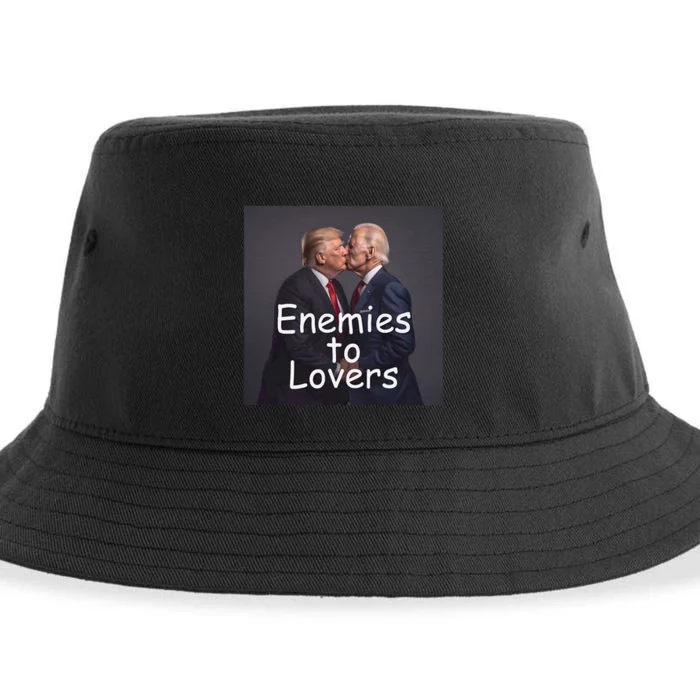 Funny Trump And Biden Kissing Enemies To Lovers Sustainable Bucket Hat