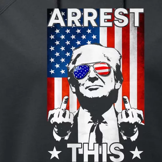 Funny Trump Arrest This American Flag Trump 2024 Performance Fleece Hoodie