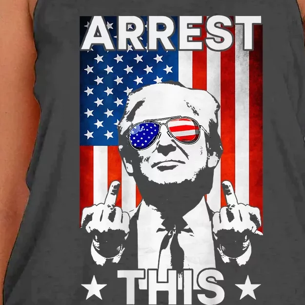 Funny Trump Arrest This American Flag Trump 2024 Women's Knotted Racerback Tank