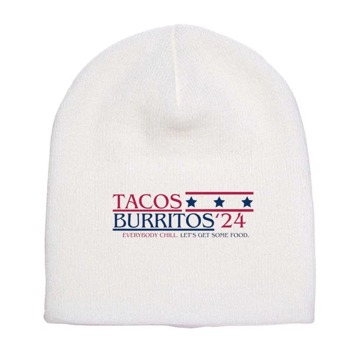 Funny Tacos And Burritos Vote 2024 Short Acrylic Beanie