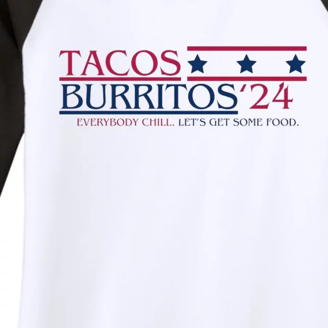 Funny Tacos And Burritos Vote 2024 Women's Tri-Blend 3/4-Sleeve Raglan Shirt