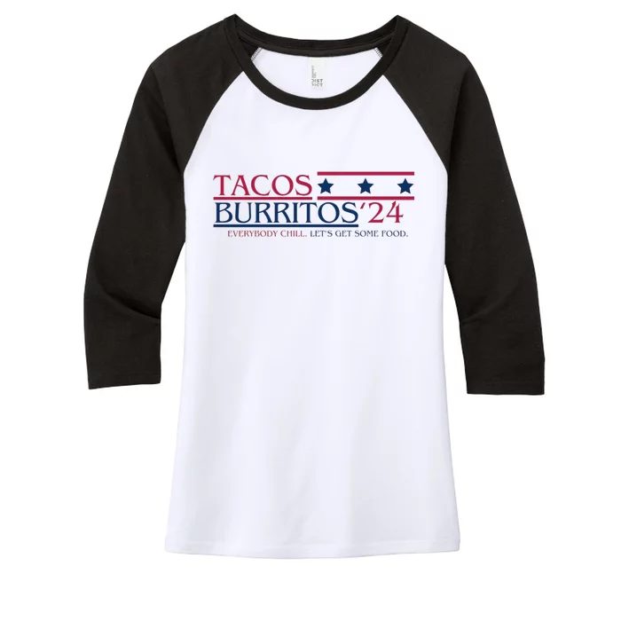 Funny Tacos And Burritos Vote 2024 Women's Tri-Blend 3/4-Sleeve Raglan Shirt