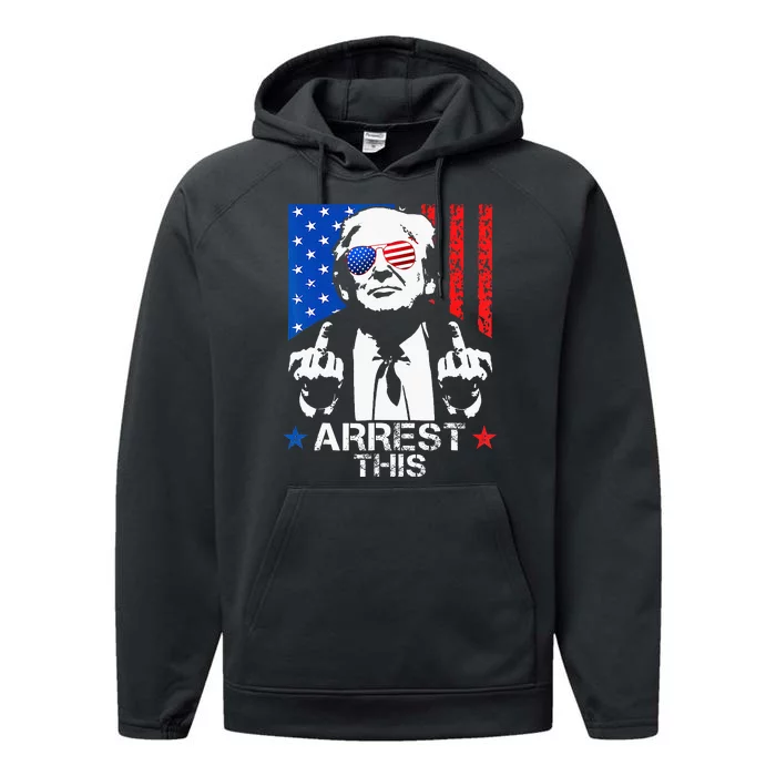 Funny Trump Arrest This Donald Trump Middle Finger President Performance Fleece Hoodie