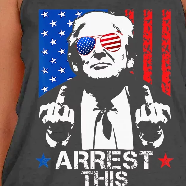 Funny Trump Arrest This Donald Trump Middle Finger President Women's Knotted Racerback Tank