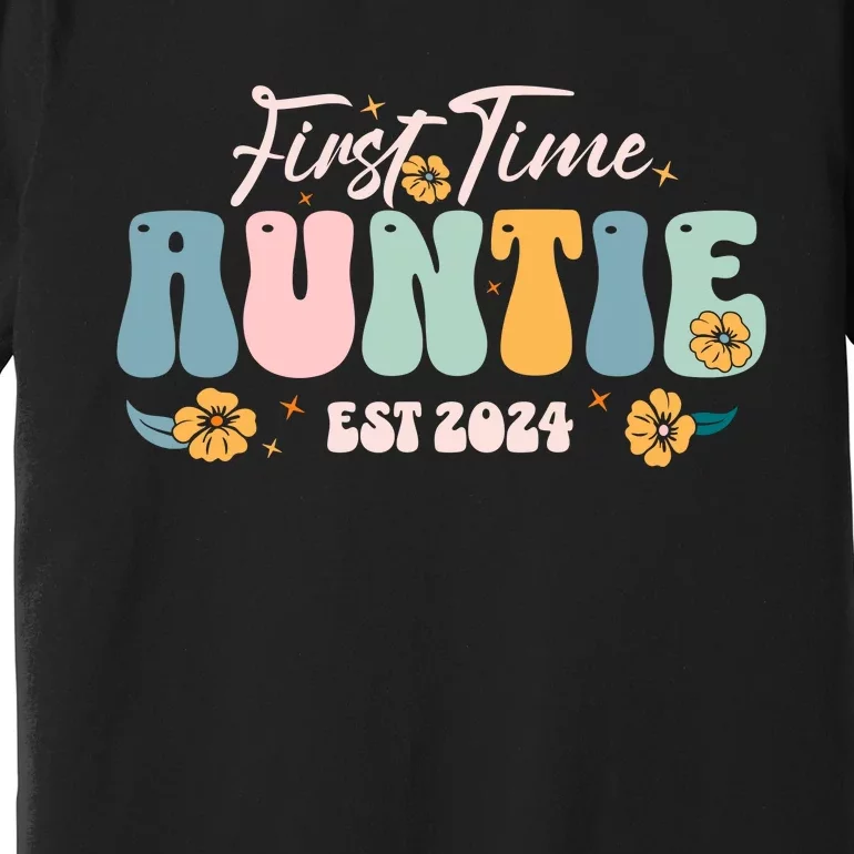 First Time Auntie Est 2024 New Aunt Pregnancy Announcement Premium T-Shirt