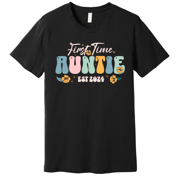 First Time Auntie Est 2024 New Aunt Pregnancy Announcement Premium T-Shirt