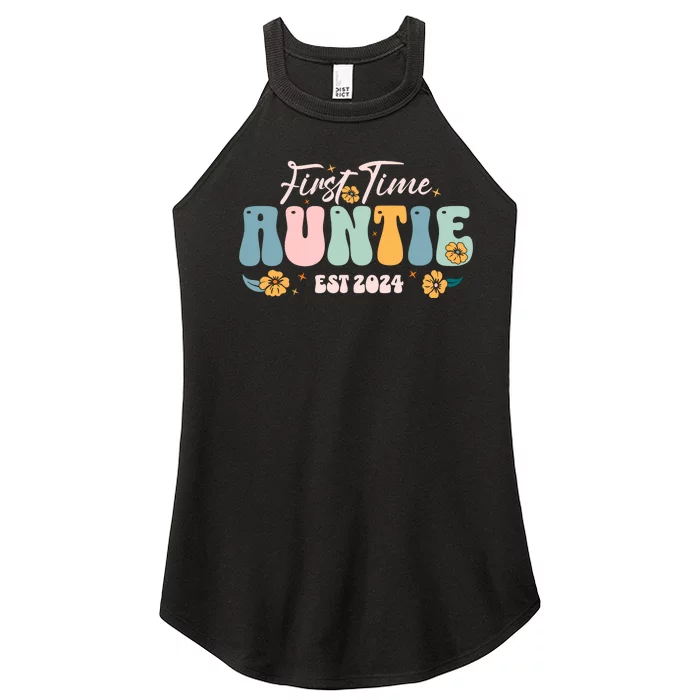 First Time Auntie Est 2024 New Aunt Pregnancy Announcement Women’s Perfect Tri Rocker Tank