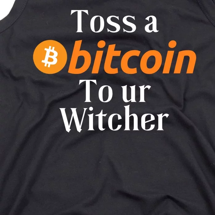 Funny Toss A Satoshi To Ur Witcher Medieval Gamer Design Funny Bitcoin Crypto Tank Top