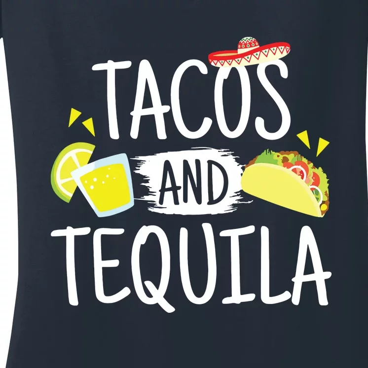 Funny Tacos And Tequila Mexican Sombrero Gifts Women's V-Neck T-Shirt