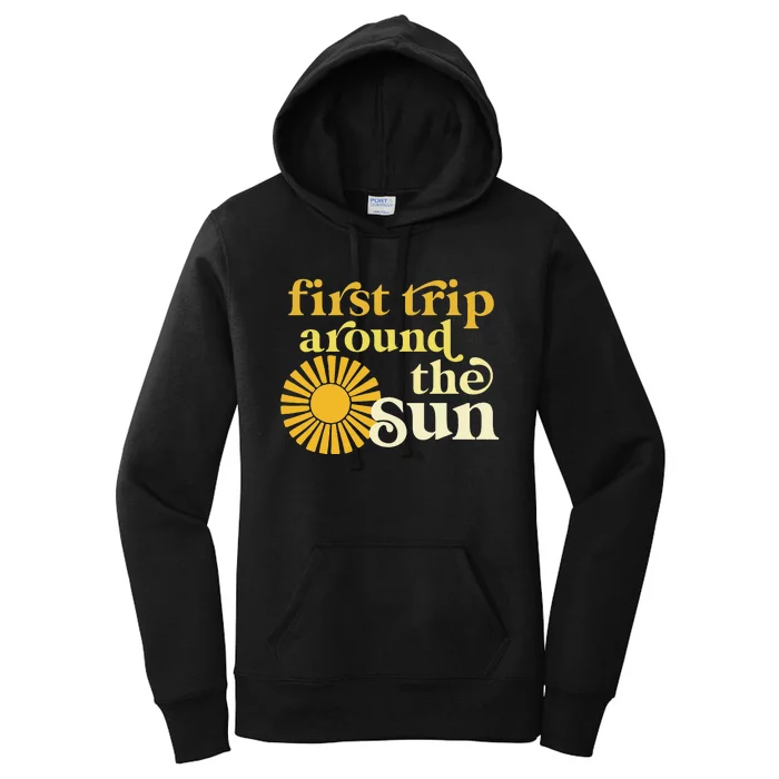 First Trip Around The Sun Birthday Boho Retro Groovy Baby Women's Pullover Hoodie