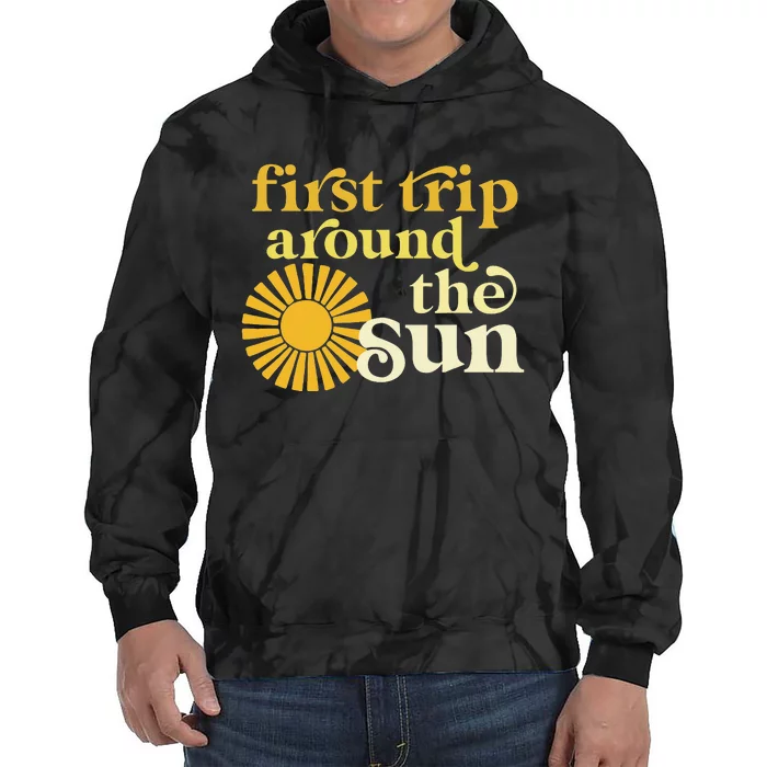 First Trip Around The Sun Birthday Boho Retro Groovy Baby Tie Dye Hoodie