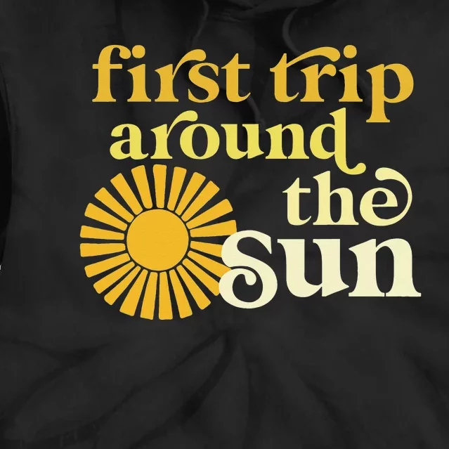 First Trip Around The Sun Birthday Boho Retro Groovy Baby Tie Dye Hoodie