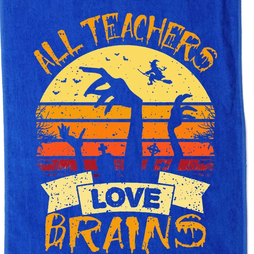 Funny Teacher All Teachers Love Brains Funny Halloween Platinum Collection Golf Towel