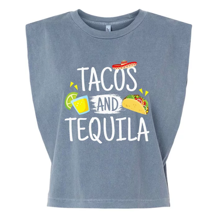 Funny Tacos And Tequila Mexican Sombrero Tee Gift Garment-Dyed Women's Muscle Tee