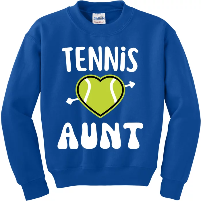 Funny Tennis Aunt Groovy Heart Tennis Player Mother Day Gift Kids Sweatshirt