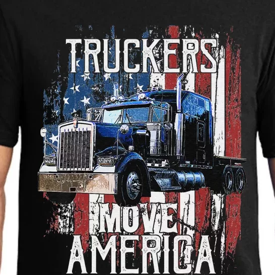 Funny Trucker American Flag Truck Driver Shirt Truck Driver Gift Pajama Set