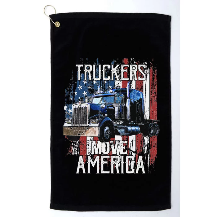 Funny Trucker American Flag Truck Driver Shirt Truck Driver Gift Platinum Collection Golf Towel