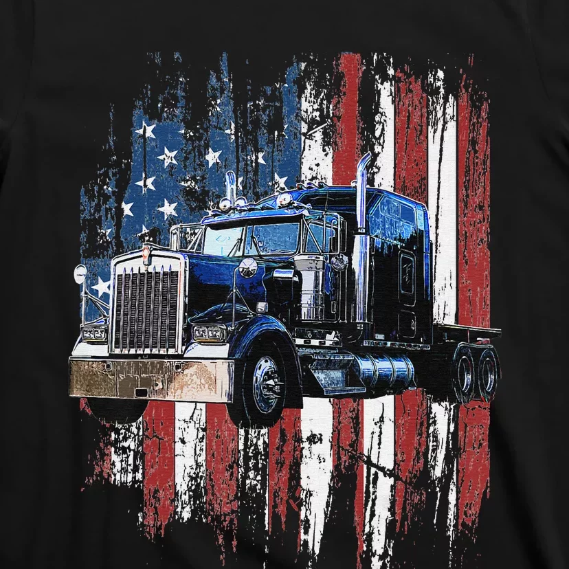 Funny Trucker American Flag Truck Driver Shirt Truck Driver Gift T-Shirt