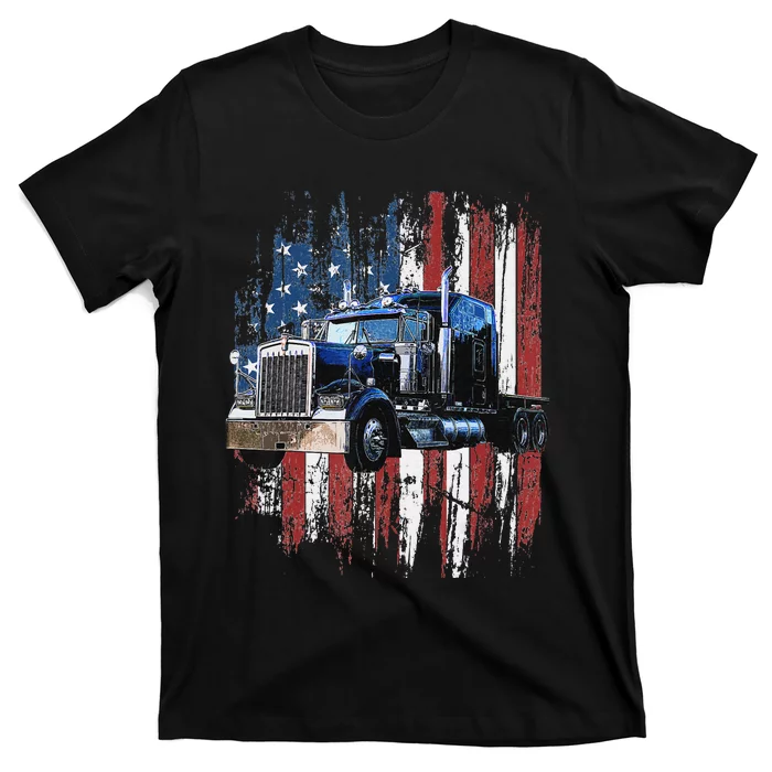 Funny Trucker American Flag Truck Driver Shirt Truck Driver Gift T-Shirt