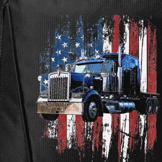 Funny Trucker American Flag Truck Driver Shirt Truck Driver Gift City Backpack