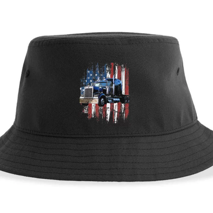 Funny Trucker American Flag Truck Driver Shirt Truck Driver Gift Sustainable Bucket Hat