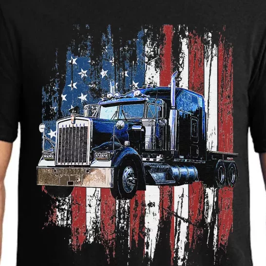 Funny Trucker American Flag Truck Driver Shirt Truck Driver Gift Pajama Set