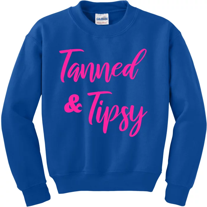 Funny Tanned And Tipsy Vacation Great Gift Kids Sweatshirt