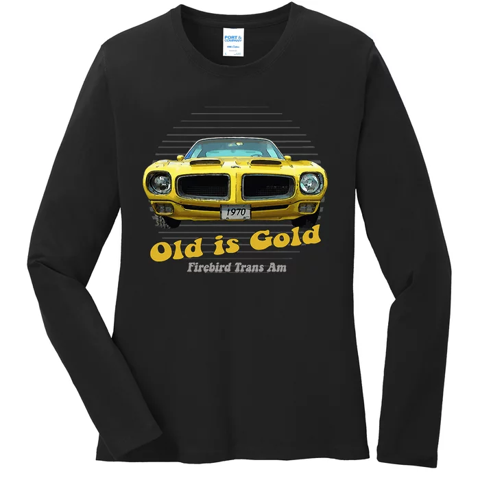 Firebird Transam American Muscle Old Is Gold Ladies Long Sleeve Shirt