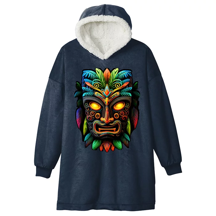 Feel The Aloha Spirit With Our Colorful Tiki Mask Hooded Wearable Blanket