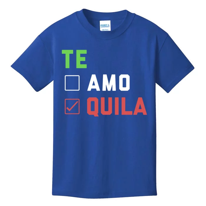 Funny Te Amo Tequila Te Quial Cinco De Mayo Mexican O Gift Kids T-Shirt