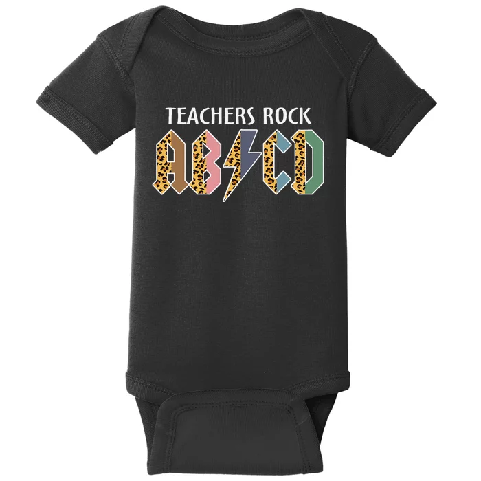 Funny Teacher ABCD Rocks Back To School Teachers Rock ABCD Baby Bodysuit