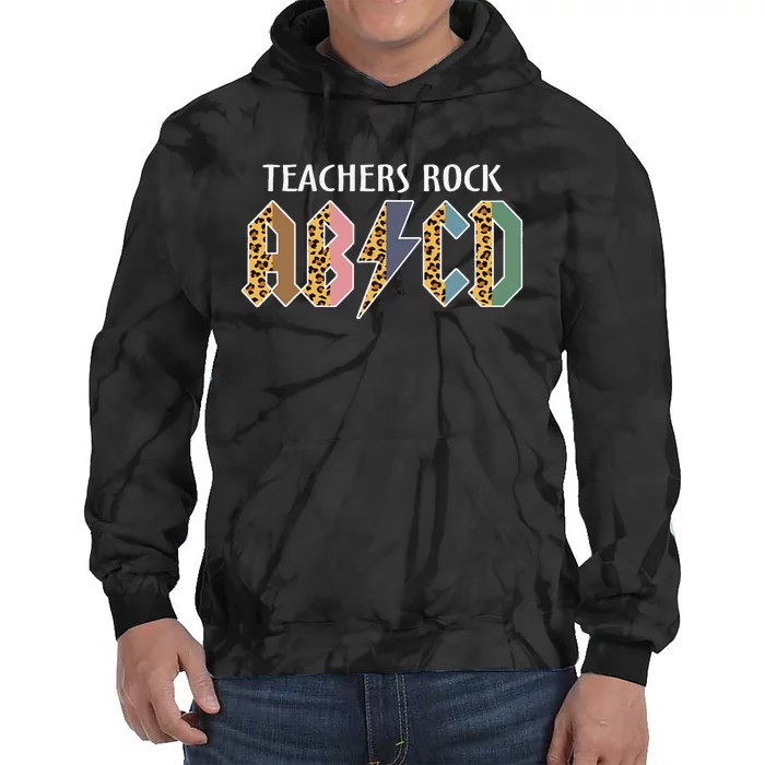 Funny Teacher ABCD Rocks Back To School Teachers Rock ABCD Tie Dye Hoodie