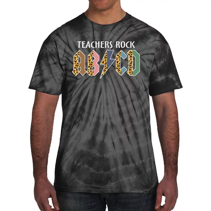 Funny Teacher ABCD Rocks Back To School Teachers Rock ABCD Tie-Dye T-Shirt