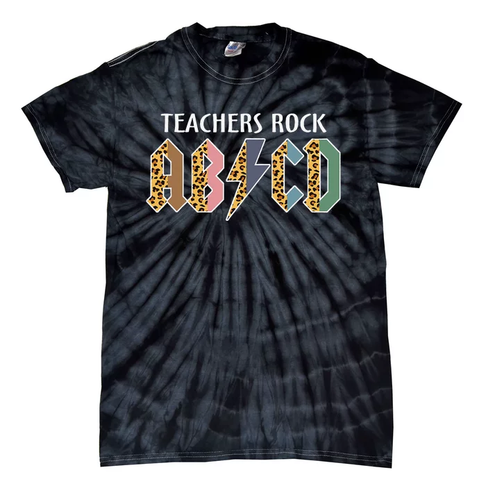 Funny Teacher ABCD Rocks Back To School Teachers Rock ABCD Tie-Dye T-Shirt