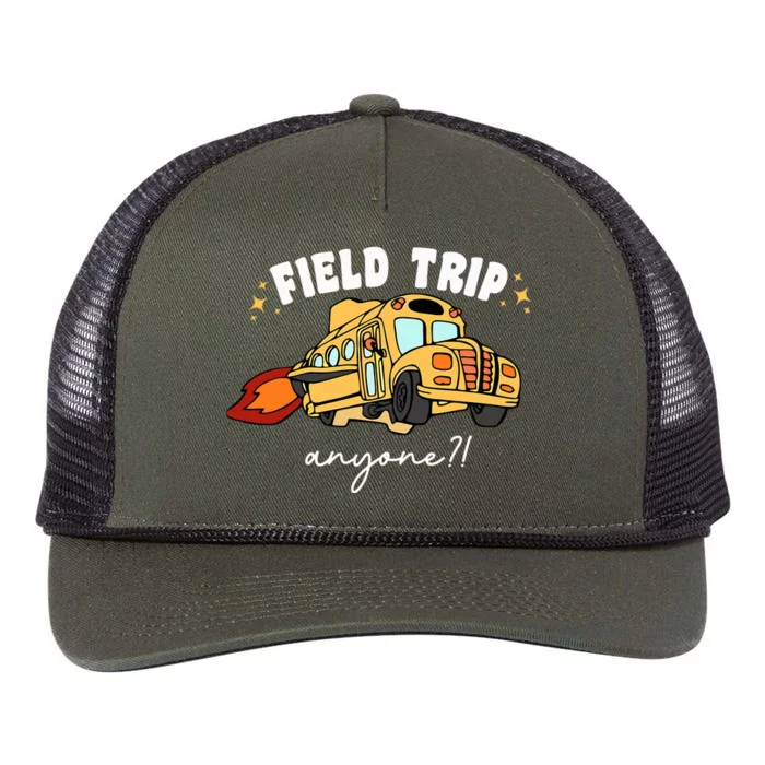 Field Trip Anyone Teacher Field Day Funny Presents Retro Rope Trucker Hat Cap