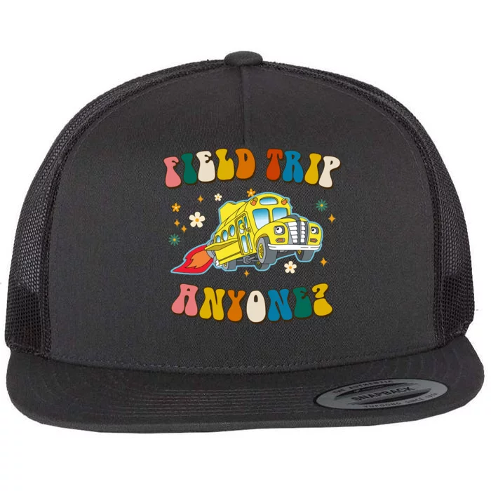 Field Trip Anyone Magic School Bus Retro Teacher Flat Bill Trucker Hat