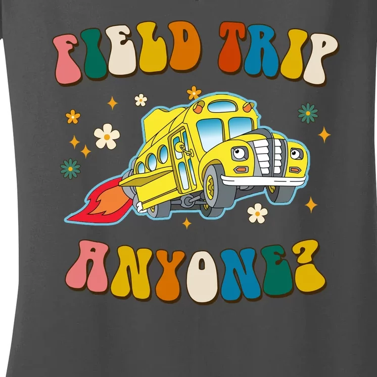 Field Trip Anyone Magic School Bus Retro Teacher Women's V-Neck T-Shirt