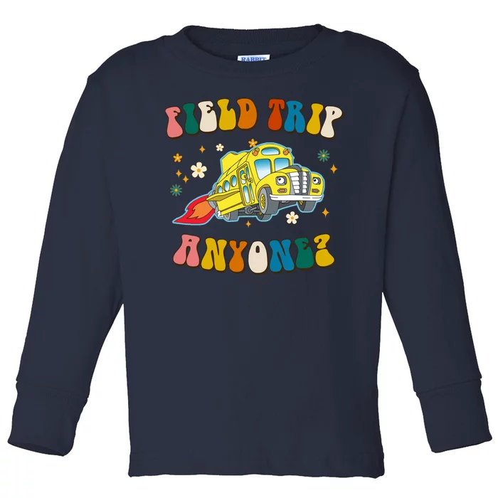 Field Trip Anyone Magic School Bus Retro Teacher Toddler Long Sleeve Shirt