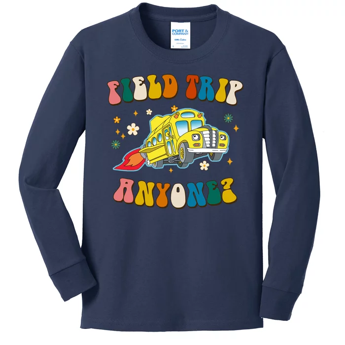 Field Trip Anyone Magic School Bus Retro Teacher Kids Long Sleeve Shirt