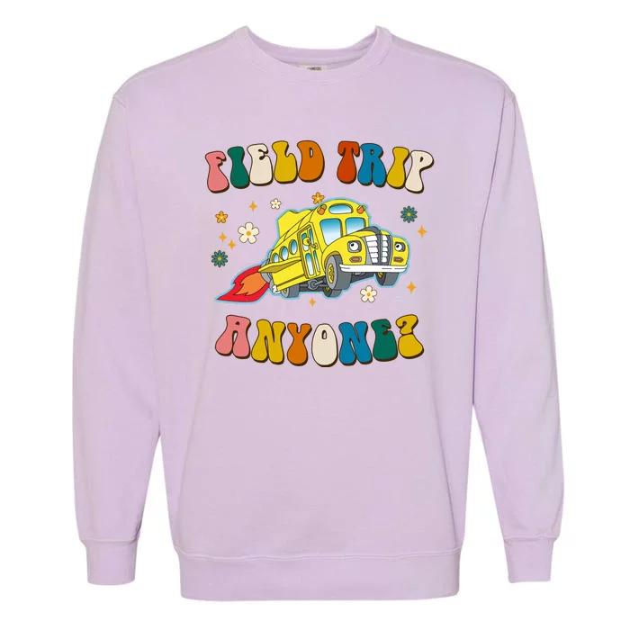 Field Trip Anyone Magic School Bus Retro Teacher Garment-Dyed Sweatshirt