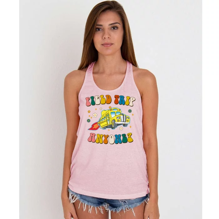 Field Trip Anyone Magic School Bus Retro Teacher Women's Knotted Racerback Tank