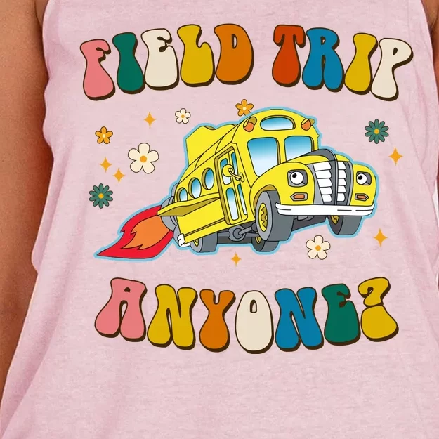 Field Trip Anyone Magic School Bus Retro Teacher Women's Knotted Racerback Tank