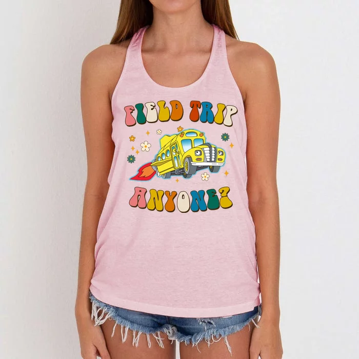 Field Trip Anyone Magic School Bus Retro Teacher Women's Knotted Racerback Tank