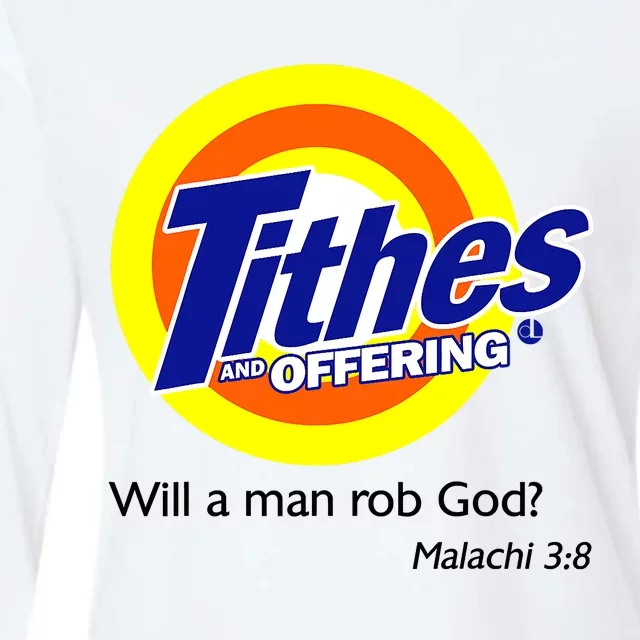 Funny Tithes And Offering Will A Man Rob God Womens Cotton Relaxed Long Sleeve T-Shirt