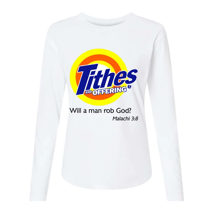 Funny Tithes And Offering Will A Man Rob God Womens Cotton Relaxed Long Sleeve T-Shirt